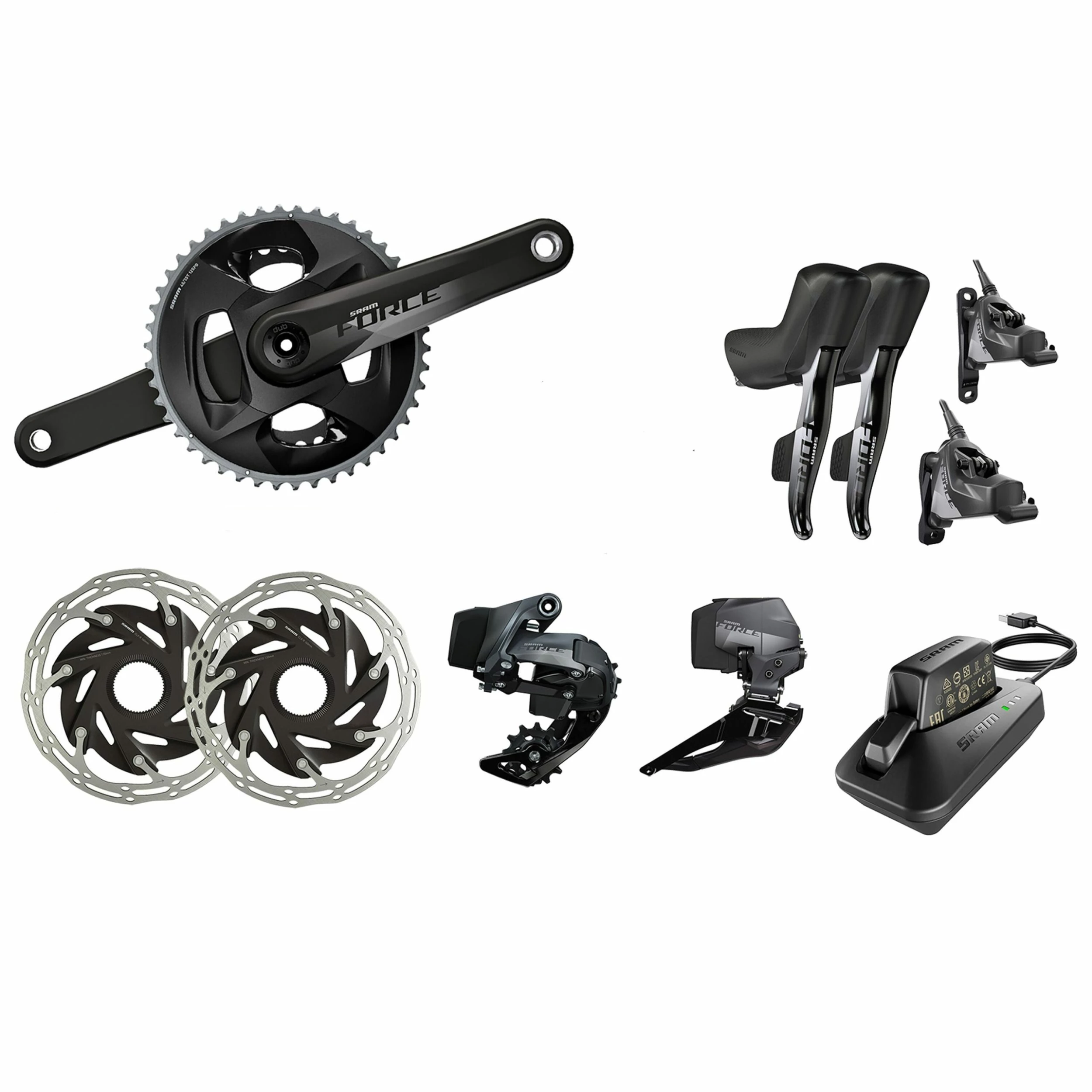 Groupe Complet SRAM FORCE AXS 2x12 Vitesses à Disques 3 Groupe Complet SRAM FORCE AXS 2x12 Vitesses à Disques